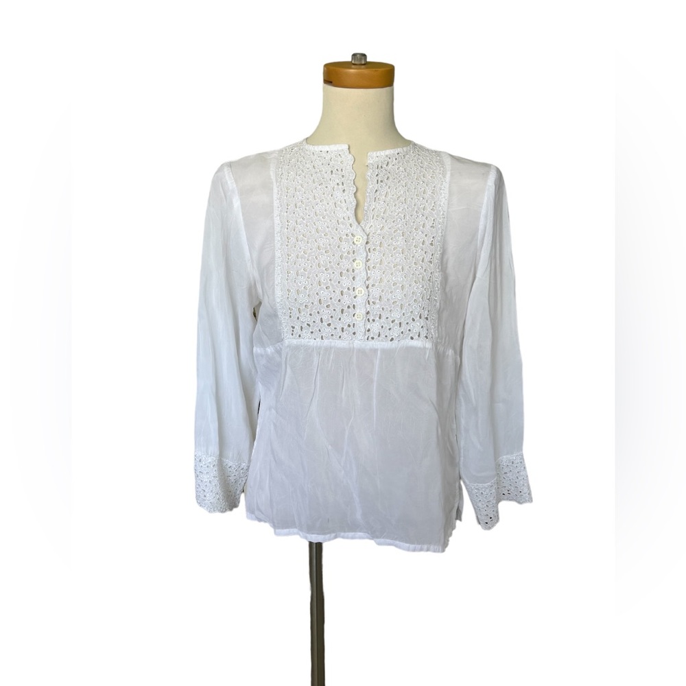 Johnny Was Summer White Lace Top